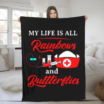 Discover Life Is All Butterflies Funny Phlebotomy Phlebotomist nurses Fleece Blankets