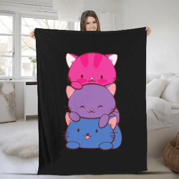 Discover Bisexual Pride Kawaii Kitty Cat Stack Anime Baseball Tees Fleece Blankets