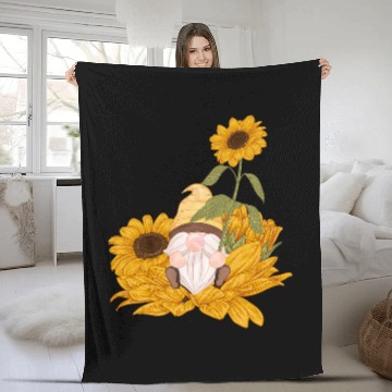 Discover Cute Gnome Sunflower Gardening Gnomes 2 Zip Fleece Blankets