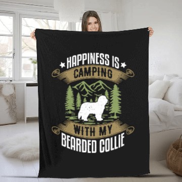 Discover Camping With Bearded Collie Camp Lover Camping And Dogs Fleece Blankets