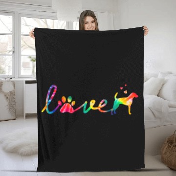 Discover Love American Foxhound Tie Dye Paw Mom Dad Fleece Blankets