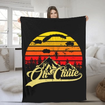 Discover Skydiving Gift Oh Chute Funny Skydiving For Skydiver Parachute Zip Fleece Blankets