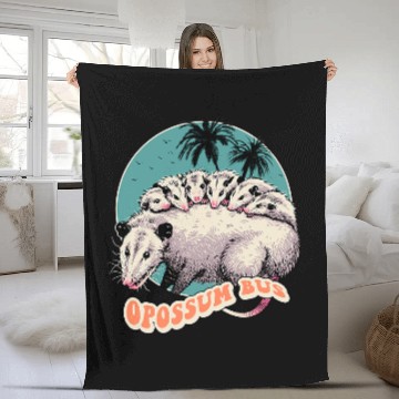 Discover Opossum Bus Fleece Blankets