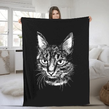 Discover Cat face drawing style Baseball Tees Fleece Blankets