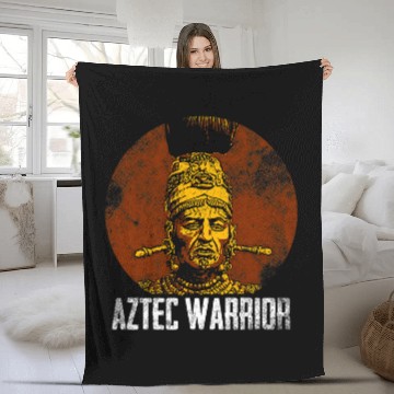 Discover Aztec Warrior King Mexican Native Art Mayans 3 Fleece Blankets