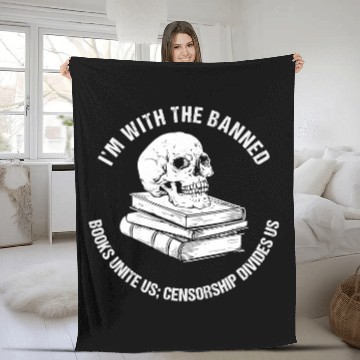 Discover Reading Book Im With The Banned Books Funny Book Lover Librarian Reading 2 Reader Fleece Blankets