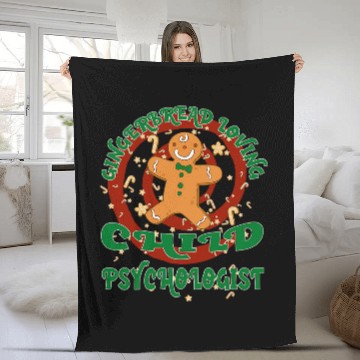 Discover Child Psychologist Job Gingerbread Funny Xmas Fleece Blankets