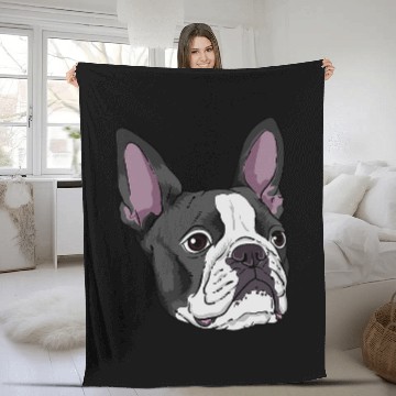 Discover I love my BOSTON TERRIER DOG Nice portrait Fleece Blankets