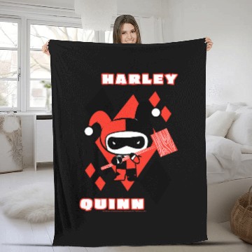 Discover DC Comics Harley Quinn Chibi Diamond Portrait Logo Fleece Blankets