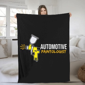 Discover Automotive Paintologist Auto Body Painter Car Lover Graphic Fleece Blankets