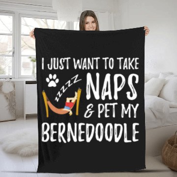 Discover Bernedoodle Mom Nap Funny Dog Mom Gift Idea Fleece Blankets