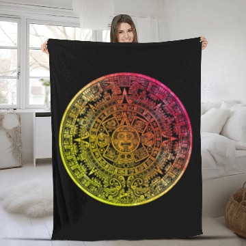 Discover Aztec Calendar Mexican Native Mayas Mayans Art 3 Zip Fleece Blankets