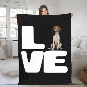 Discover Love My American Foxhound Dog Lover Gift Fleece Blankets