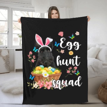 Discover Dog Scottish Terrier Happy Easter Day Colorful Egg Hunt Squad Zip Fleece Blankets