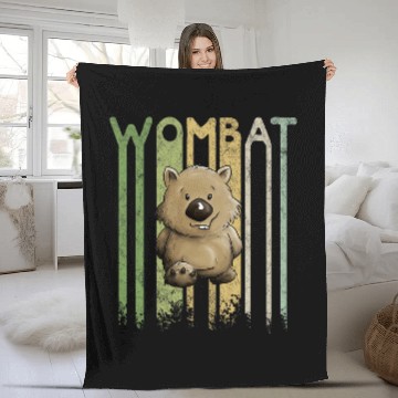 Discover Funky Retro Style Cute Cartoon Marsupial Wombat Fleece Blankets
