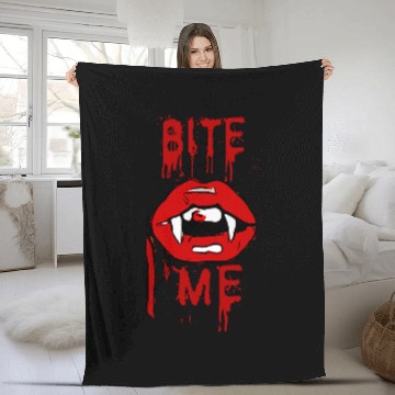 Discover Bite Me Bloody Vampire Lips Art Drawing Halloween Costume Fleece Blankets