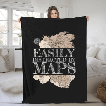 Discover Easily Distracted By Maps Cartographer and Land Surveyor Fleece Blankets