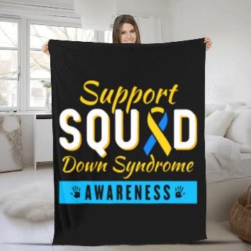 Discover Down Syndromes Awareness Month Ribbon Support Squad Men Kids 3 Fleece Blankets