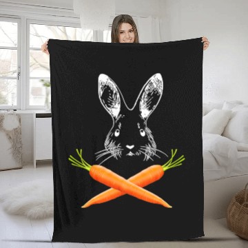 Discover Rabbits Skull Rabbit Crossbones Carrots Easter Day Zip Fleece Blankets