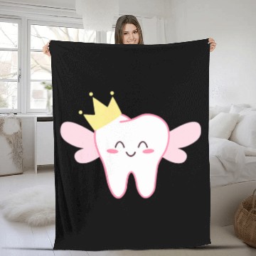 Discover Dental Assistent Royal Molar with Angel Wings Baseball Tees Fleece Blankets