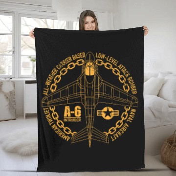 Discover A6 Intruder Attack Bomber Aircraft Distressed Airplane Art Fleece Blankets