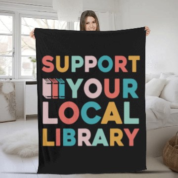 Discover Reading Book Support Your Local Library Book Lovers Librarian Retro Reader Fleece Blankets