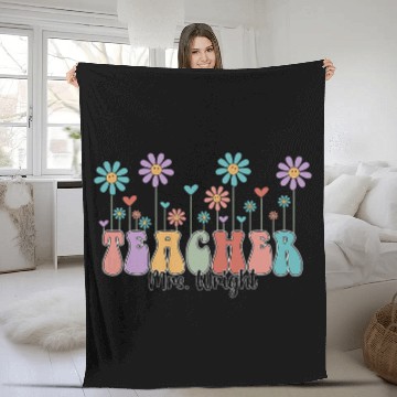 Discover Cute Daisy Flowers Personalized Mrs Wright Teacher Baseball Tees Fleece Blankets