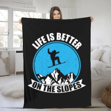 Discover Skiing Ski Snowboarding Winter Life Is Better On The Slopes Fleece Blankets