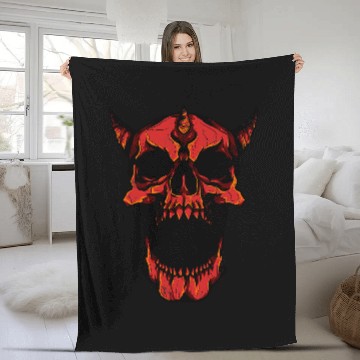 Discover Skeletons Skulls Halloween Evil Demonic Red Skull Head 5 Skull Zip Fleece Blankets
