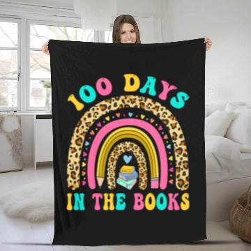 Discover Reading Book 100 Days In The Books Rainbow Reading Teacher Librarian Reader Fleece Blankets