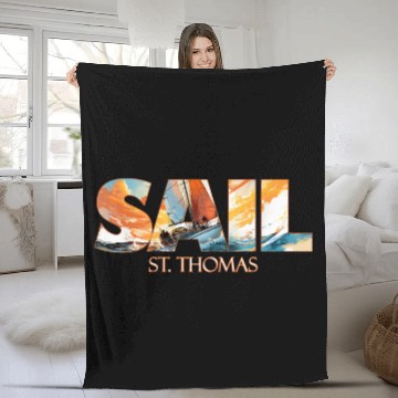 Discover St Thomas Sailing Nautical Sailor Fleece Blankets