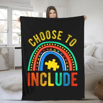 Discover Choose To Include For Autism Teacher Special Education SPED 2 Fleece Blankets