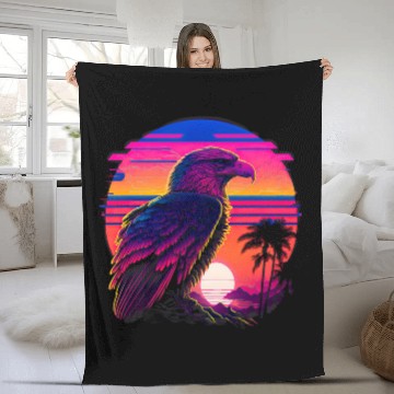 Discover Retro Aesthetic Bald Eagle Fleece Blankets