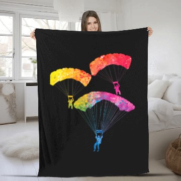 Discover Skydiving Gift Rainbow Color Parachute Skydiving Skydiver Baseball Tees Fleece Blankets