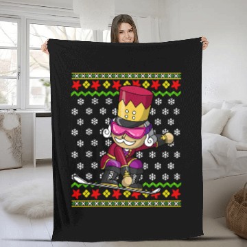 Discover Skiing Ski Snowboarding Nutcracker Snowboard Ugly Christmas Snowboarder Fleece Blankets
