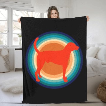 Discover Retro Style Silhouette American Foxhound Dog Fleece Blankets