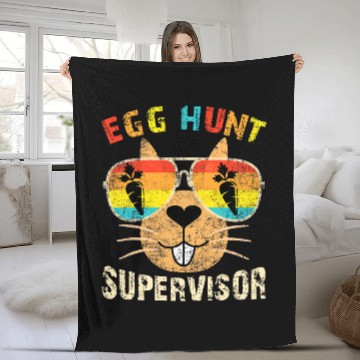 Discover Egg Hunt Supervisor Retro Egg Hunting Party Mom Dad Easter 2 Zip Fleece Blankets