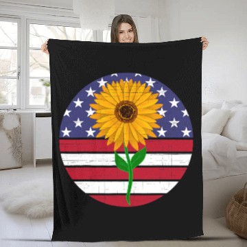 Discover Sunflower Distressed flag circle Baseball Tees Fleece Blankets