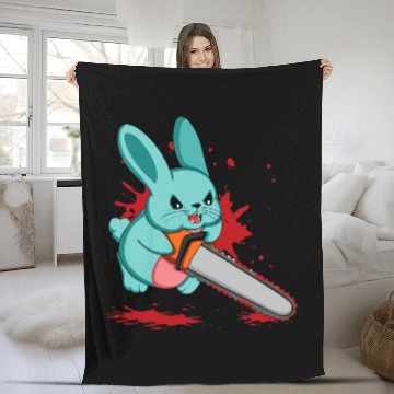 Discover Rabbits Cute Bad Evil Bunny Scary Saw Rabbit Egg Happy Easter Sunday Baseball Tees Fleece Blankets