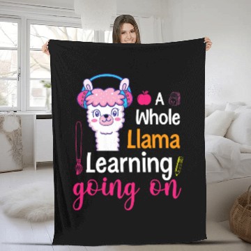 Discover Llama Learning Going on Teacher Student Schoolchildren Fleece Blankets