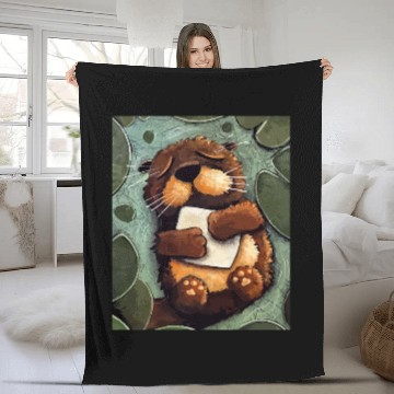 Discover Otters sleeping Sea Otter Party Animal Kindergarten Fleece Blankets