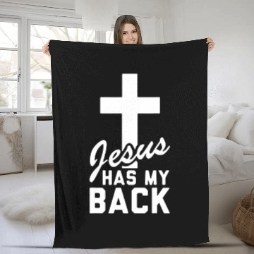 Discover Christian Jesus Has My Back Christ Fleece Blankets