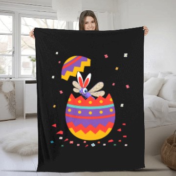 Discover Bunny Ears Eggs Costume Cute Easter Day Graphic Dragonfly Fleece Blankets