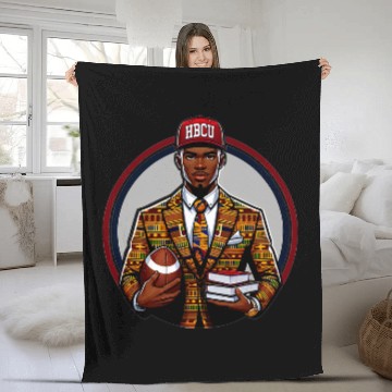 Discover Football HBCU Black History Educated Alumni Apparel Fleece Blankets