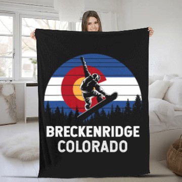 Discover Skiing Ski Breckenridge CO Mountain Town Snowboarding Fleece Blankets