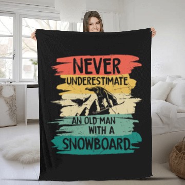 Discover Skiing Ski Snowboarding Never Underestimate an Old Man with a Snowboard 2 Fleece Blankets