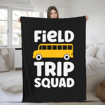Discover Field Trip Squad School Bus Field Day Vibes Fleece Blankets