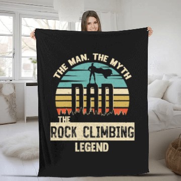 Discover Climbing Climber Man Myth Legend Dad Rock Climbing Climb Fleece Blankets