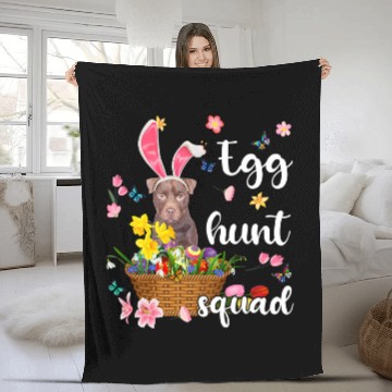 Discover Patterdale Terrier Happy Easter Day Easter Colorful Egg Hunt Fleece Blankets