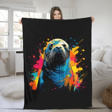 Discover Artistic Colorful Pop Art painted Seal Baseball Tees Fleece Blankets